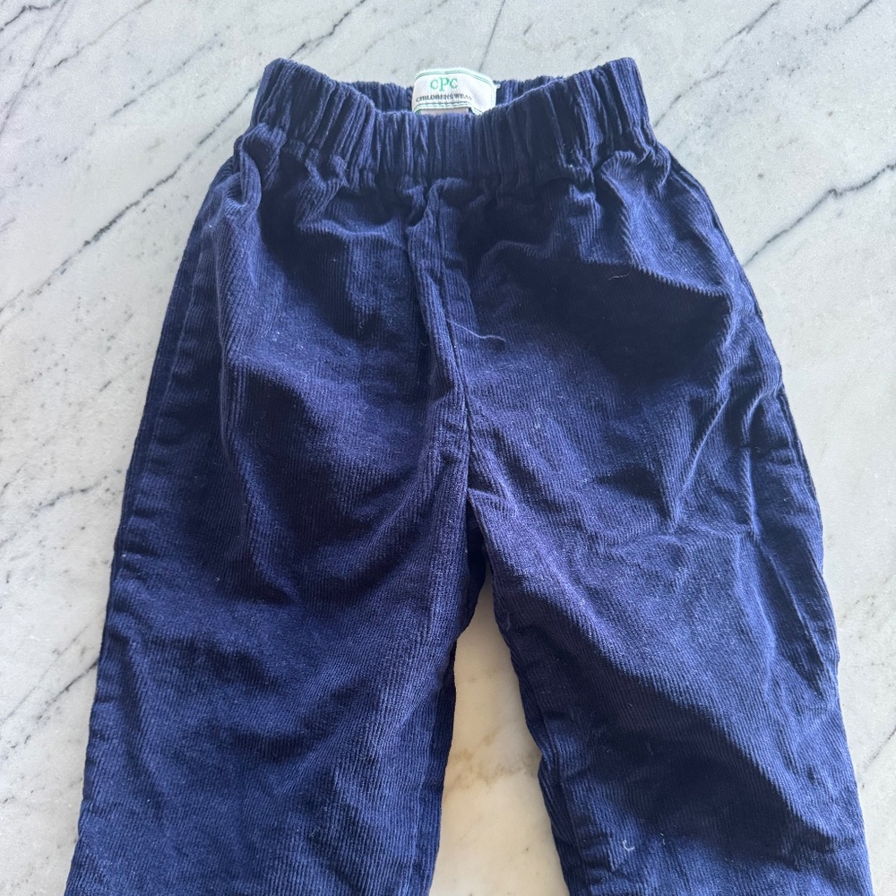 Classic Prep 6-9mo boys Myles pants in medieval blue corduroy